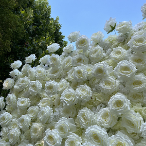 YXFW086 RosyFlower - Panel de Pared de Flores Artificiales de Seda, Rosas Blancas en 3D, Decoración para Bodas, 8 pies x 8 pies, Ecológico - Product Image 4