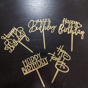 Confezione da 10 Decorazioni per Torta 'Happy Birthday' in Acrilico Specchiato Oro per Feste <span class=keywords><strong>di</strong></span> <span class=keywords><strong>Compleanno</strong></span> - Product Image 2