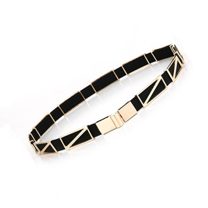 Cintura elastica nera da donna con girovita elastica in metallo dorato - Product Image 3