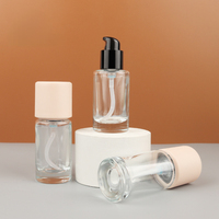Bouteille en verre ronde personnalisable de 30 ml, flacon vide pour fond de teint, tête de pompe pressoir givrée, bouchon rose, flacon de lotion, conteneur cosmétique