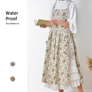 Vintage Floral Big Pockets Home Use Baking Cotton Linen Maxi Skirt Cross Back Women <b>Aprons</b> - Product Image 1