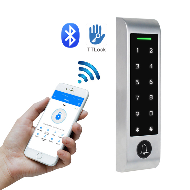 Full Touch Screen Rfid Waterproof Ttlock BLE Smart Access Controller Password Keypad Door Access Control 12v DC