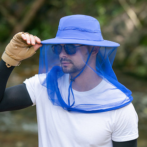 Sombrero de Senderismo de Ala Ancha para Verano, Protección Solar, Transpirable, Impermeable, con Mosquitero, Unisex, para Adultos, Material de Poliéster, Táctico - Product Image 4
