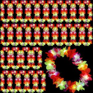 Collier de fleurs lumineuses LED tendance avec lumières LED, colliers de fleurs Luau pour mariage, fournitures de fête sur le thème tropical - Product Image 1