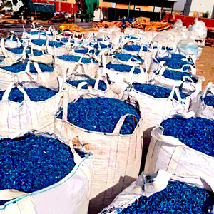 Blue Recycled HDPE Flakes Post Industrial <b>Plastic</b> Granules for Film Blow Molding Filling - Product Image 1