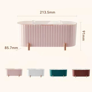 Organisateur de maquillage grande capacité avec couvercle transparent, boîte de rangement pour cotons-tiges et houppettes, organisateur de cosmétiques pour l'organisation de la maison - Product Image 2