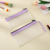Étui à crayons transparent givré, sac de papeterie, grande capacité, portable, sac de rangement pour billets