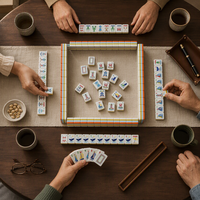 Jeu de Mahjong Nautique Attrayant en Acrylique, Tuiles de Mahjong à Dos Orange, Cadeau Familial
