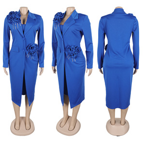 K3398 Completi <span class=keywords><strong>da</strong></span> Donna per <span class=keywords><strong>Ufficio</strong></span>, Abbigliamento Femminile, Set Due Pezzi con Blazer Lungo e Abito Interno, Completo Blazer Due Pezzi, Abbigliamento Donna - Product Image 5
