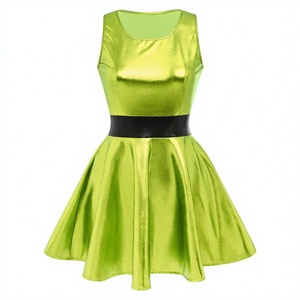Lady Sexy Empire <b>Waist</b> Faux Leather Halter Patent Leather Eco-Friendly Dress Party Street Uniform Punk Style Seductive <b>Chain</b> - Product Image 2