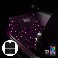 4 tapis de sol universels à fibres optiques clignotantes avec contrôle musical, éclairage étoilé pour voiture