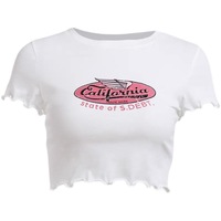 Top corto de algodón con estampado personalizado para mujer, camiseta de manga corta con logo para verano