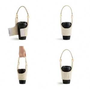 Porte-gobelet portable en peluche réglable, sac de transport mignon pour tasses à café, manchon pour tasses à thé au lait et boissons avec sangle - Product Image 5