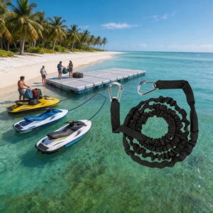 Cuerda elástica de acero inoxidable 304 con doble gancho para amarre de embarcaciones, kayaks y PWC de uso marino - Product Image 2
