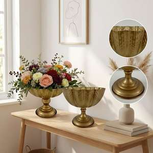 กระถางดอกไม้ทรงสูงสไตล์อเมริกันเรโทรสีทองแดง รุ่นใหม่ปี 2026 ตกแต่งด้วยเหล็กดัดแบบดิสเทรส สำหรับตกแต่งบ้าน ห้องนั่งเล่น วางบนโต๊ะ แจกันตกแต่งระดับไฮเอนด์ - Product Image 1