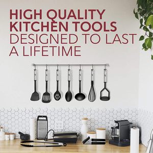 Ensemble de 24 ustensiles de cuisine en nylon et acier inoxydable avec poignées résistantes à la chaleur, compatibles lave-vaisselle, pour usage domestique - Product Image 4