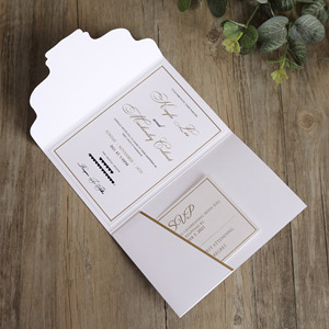 Invitation en papier à trois plis de nouveau style avec enveloppe de poche de carte RSVP carte de remerciement billet d'admission mariage - Product Image 2
