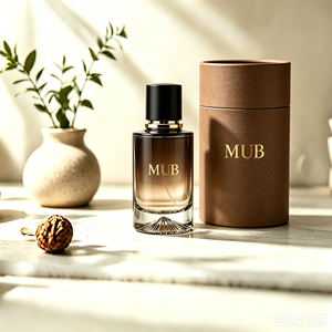 Flacon de parfum en verre de luxe de 55 ml à base épaisse, dégradé marron, avec bouchon noir et or, emballage et logo personnalisés - Product Image 1