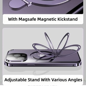 Coque anti-espion pour iPhone 15 avec anneau magnétique et support, compatible avec la charge sans fil, protection d'écran et objectif de caméra - Product Image 3