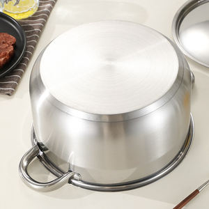 Ensemble de 10 casseroles en acier inoxydable tri-couches de haute qualité, design classique, couleur argent, avec couvercles, collection de casseroles saines pour soupes - Product Image 2