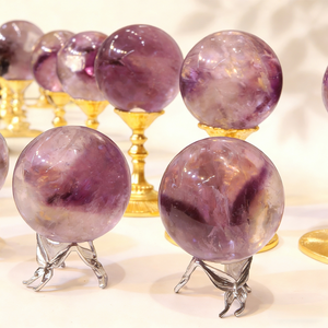 Sphère d'améthyste de haute qualité, <span class=keywords><strong>pierre</strong></span> brute d'améthyste, collection de cristaux de méditation, boule à rayures violettes, artisanat de décoration Feng Shui - Product Image 4