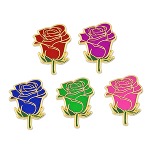 Épingles en émail de fleurs colorées personnalisées broche fleur <span class=keywords><strong>rouge</strong></span> broche Rose épinglette cadeau pour femme - Product Image 1