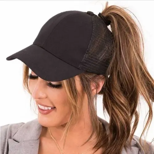 Casquette de base-ball en maille pour femmes, casquette queue de cheval, chapeau de camionneur pailleté