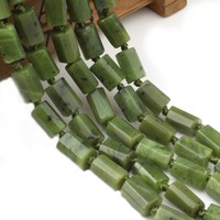 Perles d'espacement en pierre d'apatite verte canadienne naturelle, forme cylindrique à facettes, semi-précieuses, 19 cm, pour la fabrication de bijoux DIY