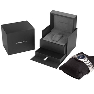 Caja <span class=keywords><strong>de</strong></span> Regalo <span class=keywords><strong>de</strong></span> Cartón Rígido <span class=keywords><strong>de</strong></span> Lujo Personalizada para Reloj Negro, Juego <span class=keywords><strong>de</strong></span> Tres Piezas con Almohada para Reloj y Almacenamiento en Cajón - Product Image 1