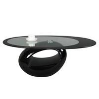 2026 Neues Design Mindestbestellmenge 50 Stück Fabrik Großhandel Klassisches Einzigartiges Design Ovaler Glas-Ring Couchtisch