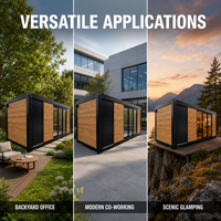 Villa mobile préfabriquée contemporaine en bois, unité d'habitation secondaire (ADU), chambre d'hôtes déplaçable, studio de jardin, bâtiment extérieur en acier, espace hôtelier