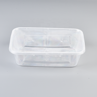Boîtes alimentaires jetables en plastique transparent PP rectangulaires de 1250 ml, très vendues, pour la préparation de repas rapides