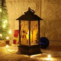 Lanterne de Noël à LED à piles, avec eau scintillante, Père Noël et bonhomme de neige, lampe suspendue, décoration de Noël pour la maison