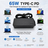Adaptor Charger AC Tahan Api 65W Tipe-C PD 3.0 untuk ThinkPad X1 Carbon T14 T480 Yoga SCP Power Supply dengan Colokan Khusus