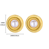 Boucles d'oreilles en acier inoxydable de style petit parfum médiéval avancé grande boucle d'oreille ronde en gros bijoux de perles de Tahiti décents
