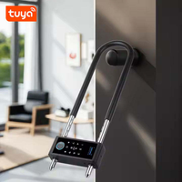 Cerradura Inteligente para Puerta de Vidrio con Huella Digital, Tarjeta y Llave, en Forma de U, con App Tuya, Resistente al Agua