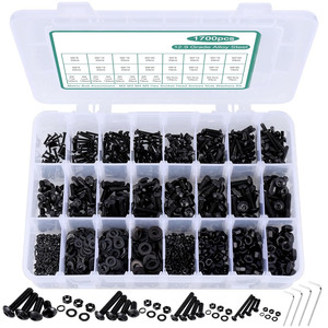 Black Hex <b>Socket</b> <b>Screw</b> Set 1700pcs M2 M3 M4 M5 Alloy Steel Nuts Washers Kit Industrial Grade Assortment - Product Image 1
