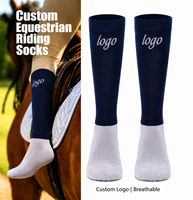 Chaussettes de compression antidérapantes en silicone à logo personnalisé, hauteur genou, pour l'équitation, pour hommes et femmes
