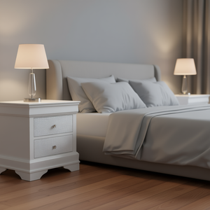 Comodino Moderno Bianco con 2 Cassetti, Motivo Coccodrillo, Arredamento Camera da Letto dal Design Elegante - Product Image 2