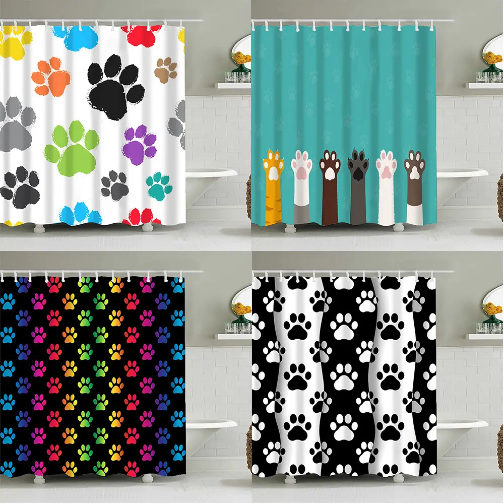 Wholesale Cat Claw Print Modern Shower Curtain, Waterproof Bathroom Curtain, Bathroom Products Cute Shower Curtain