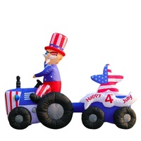 Décorations de Noël LED gonflables d'extérieur Uncle Sam conduisant un train, thème patriotique Fête de l'Indépendance, vente en gros directe usine