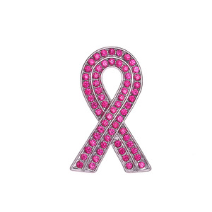 Broche de Lapela Rosa de Conscientização sobre o Câncer de Mama com Cristais de Strass, Joia de Metal - Product Image 6
