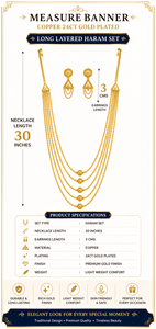 Ensemble de collier long superposé plaqué or 24 carats City Girl avec boucles d'oreilles assorties pour mariage et occasions festives - Product Image 2