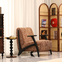 Fauteuil de loisirs en bois massif, fauteuil d'appoint rembourré, pieds en métal, fauteuil inclinable pour salon