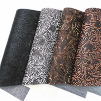 Rouleau de tissu en vinyle 3D rétro occidental, Texture gravée, motif Floral en relief, Faux cuir pour la fabrication de sac à main portefeuille
