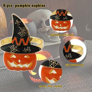 Anneaux <span class=keywords><strong>de</strong></span> serviettes en tissu à thème citrouille pour décorations <span class=keywords><strong>de</strong></span> table d'Halloween. Drôles, Horribles, Magnifiques (Noir) - Product Image 3