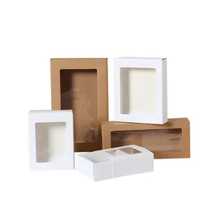 Emballage de produit personnalisé petite boîte blanche d'emballage boîte de papier blanc ordinaire boîte en carton blanc avec fenêtre transparente