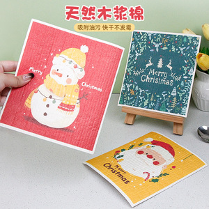 Paño de cocina con estampado de dibujos animados navideños, rectangular, súper absorbente, para limpieza de cocina - Product Image 2