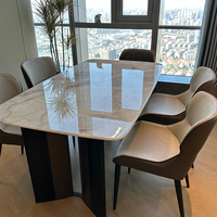 Table à Dîner en Pierre Frittée Moderne et Chaise, Pieds en Acier Inoxydable Italien