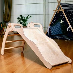 Gimnasio Interior Montessori: Set Educativo de Madera Plegable con Tobogán para Bebés, Moderno, Seguro y Resistente, para Desarrollo de Habilidades Motoras y Equilibrio Escolar - Product Image 1